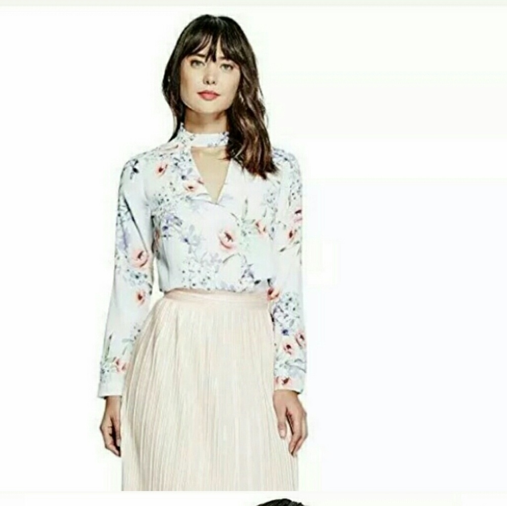 Guess floral choker blouse